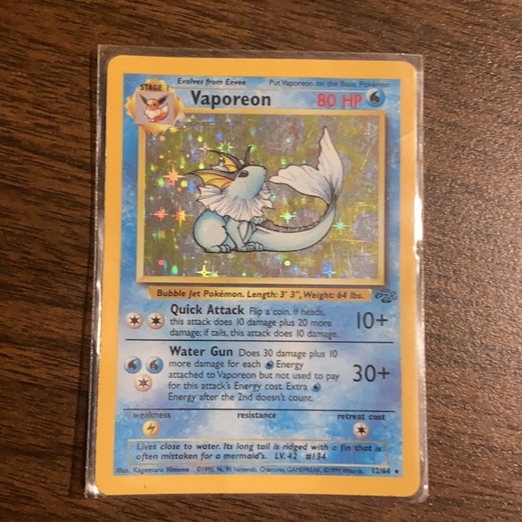 1999 Pokémon TCG Vaporeon Jungle Set 12/64 Unlimited Holo - Picture 2 of 12